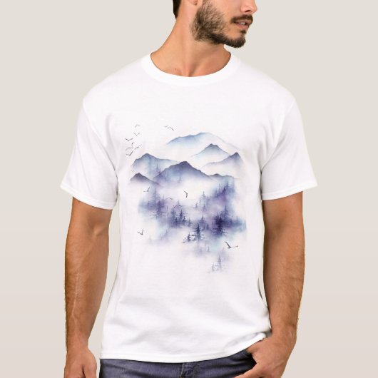 T-shirt Aquarelle, paysage hivernal (Devant)
