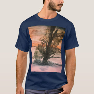 T-shirt Aquarelle Paysage naturel du coucher de soleil