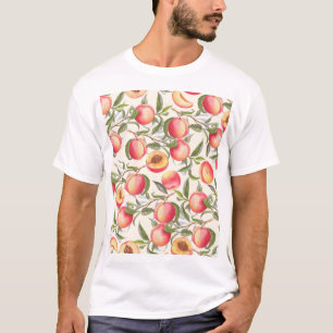 T-shirt Aquarelle pêche, motif floral transparent.