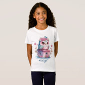T-Shirt Aquarelle Petit Chouette Rose (Devant entier)