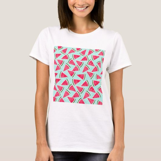 T-shirt Aquarelle Pink Green Watermelon Triangles (Devant)