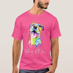 T-shirt Aquarelle Pitbull de la face du point de repos Amo