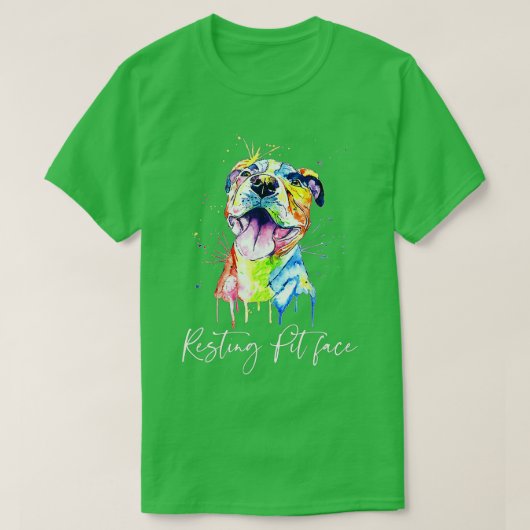 T-shirt Aquarelle Pitbull de la face du point de repos Amo (Design devant)