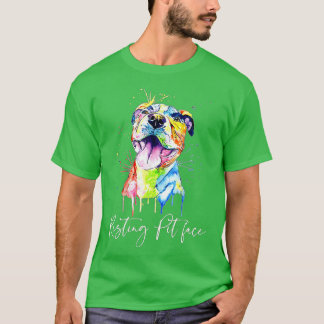 T-shirt Aquarelle Pitbull de la face du point de repos Amo