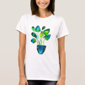 T-shirt Aquarelle plante art vert et bleu abstrait T-Shi (Devant)