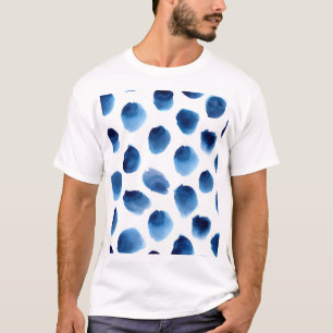 T-shirt Aquarelle Points Bleus : Peint à la main sans cout