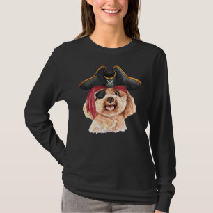 T-shirt Aquarelle Poodle Pirate Casquette Oeil Patch