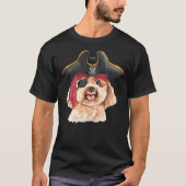 T-shirt Aquarelle Poodle Pirate Casquette Oeil Patch (Devant)