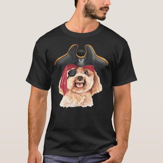 T-shirt Aquarelle Poodle Pirate Casquette Oeil Patch (Devant)
