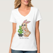 T-shirt Aquarelle Rabbit Et Cactus Mignons (Devant)
