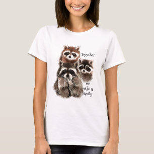 T-shirt Aquarelle Raccoons Ensemble nous faisons Family Qu
