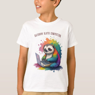 T-shirt Aquarelle Rainbow Cute Sloth Computing