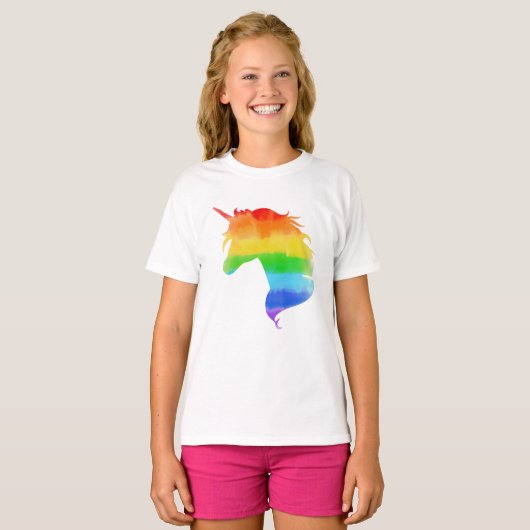 T-shirt Aquarelle Rainbow Unicorn (Devant entier)