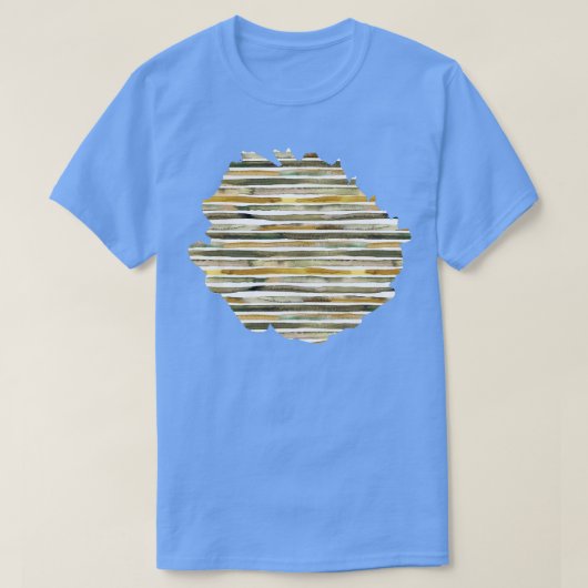 T-shirt Aquarelle rayures Vert Jaune (Design devant)