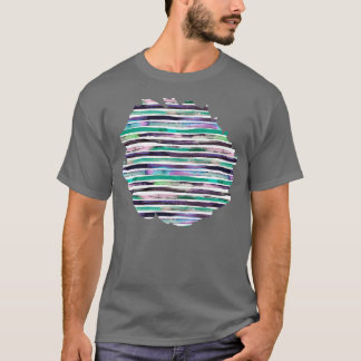 T-shirt Aquarelle rayures vert pourpre