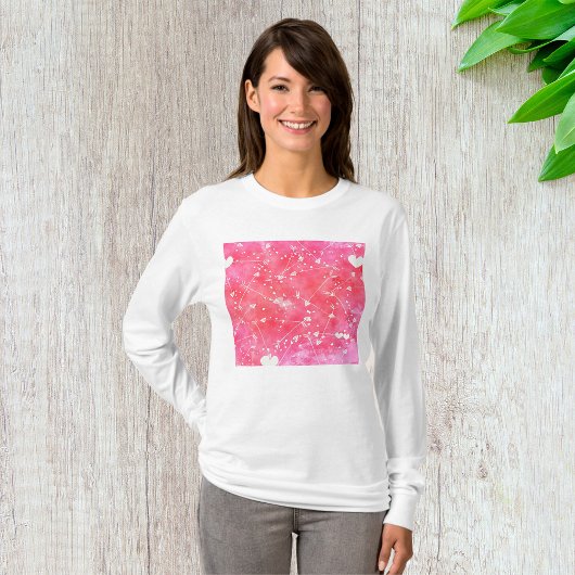 T-shirt Aquarelle romantique Coeurs et flèches roses Motif