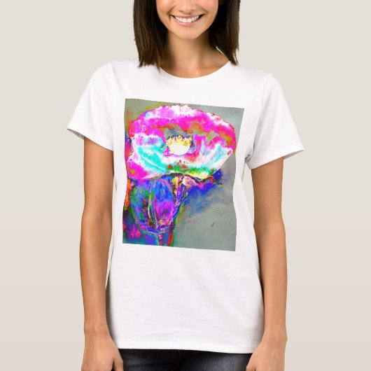 T-shirt Aquarelle rose abstrait peinture florale (Devant)