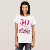 T-shirt Aquarelle rose chaud Peonies 50 & Fabuleux (Devant entier)