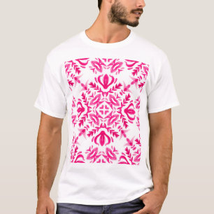 T-shirt Aquarelle rose : conception géométrique des carrea