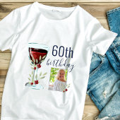 T-shirt Aquarelle Rose de vin rouge Photo 60e anniversaire