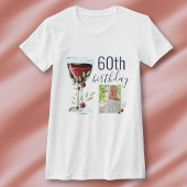 T-shirt Aquarelle Rose de vin rouge Photo 60e anniversaire