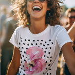 T-shirt Aquarelle rose exotique moderne Flamant rose & poi<br><div class="desc">Aquarelle rose exotique moderne Flamant rose & points</div>