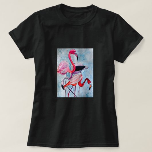 T-shirt Aquarelle rose flamand coloré (Design devant)