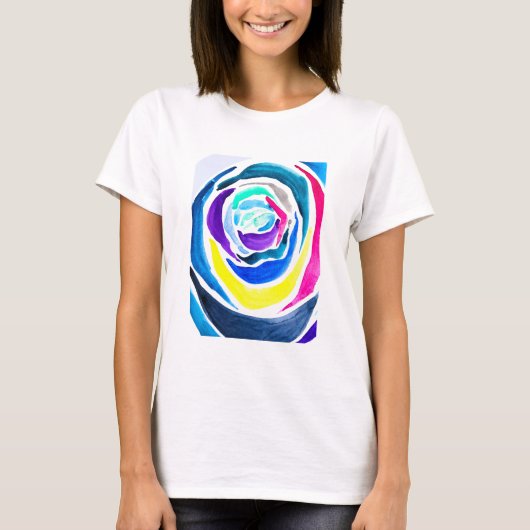 T-shirt Aquarelle rose pop art bleu (Devant)