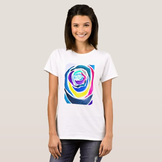 T-shirt Aquarelle rose pop art bleu (Devant entier)