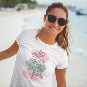 T-shirt Aquarelle rose rose fleur - Fleurs aquarelle