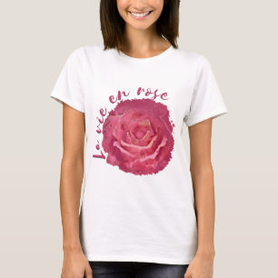 T-shirt Aquarelle Rose Rouge Et Rose