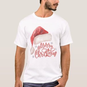 T-shirt Aquarelle Santa Chapeau "Joyeux Noël" Design