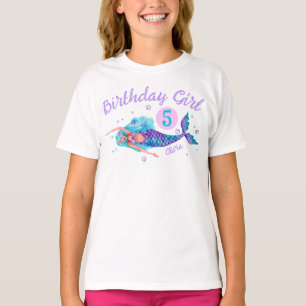 T-shirt Aquarelle Sirène Fille d'anniversaire