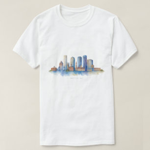 T-shirt Aquarelle Skyline de Boston City MA Boston moder