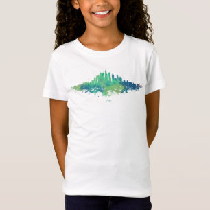 T-Shirt Aquarelle Skyline de Chicago en bleu et vert