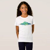 T-Shirt Aquarelle Skyline de Chicago en bleu et vert (Devant entier)