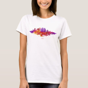T-shirt Aquarelle Skyline de New York en blanc