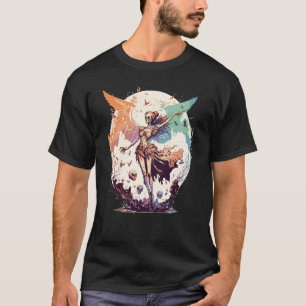T-shirt Aquarelle Squelette Fée Gothique Fairycore Grunge