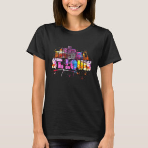 T-shirt Aquarelle St Louis Skyline St Louis Letters