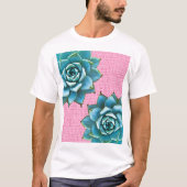T-shirt Aquarelle Succulente sur rose pâle (Devant)