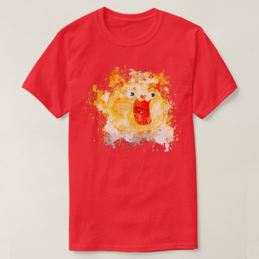 T-shirt Aquarelle surprise du chat roux peinte (Design devant)