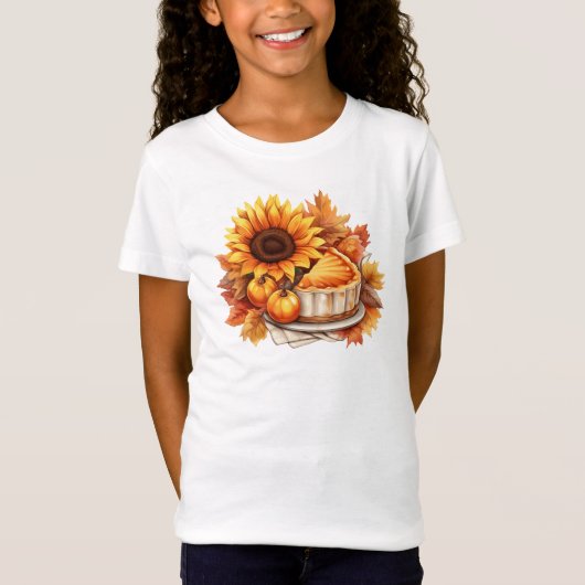 T-Shirt Aquarelle Tarte d'automne et tournesol (Devant)