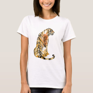 T-shirt Aquarelle Tiger assis