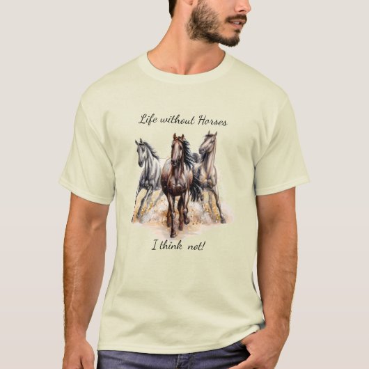 T-shirt Aquarelle Trois Chevaux Ferme Animaux Citation Amu (Devant)