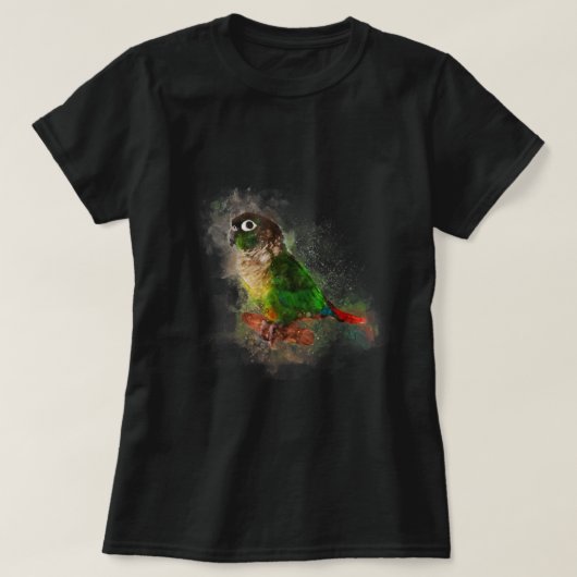 T-shirt Aquarelle vert Jouer Perroquet à la crème (Design devant)