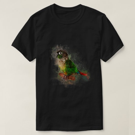 T-shirt Aquarelle vert Jouer Perroquet à la crème (Design devant)