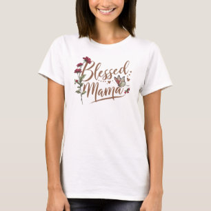T-shirt Aquarelle vintage roses rouges Blesses Mama