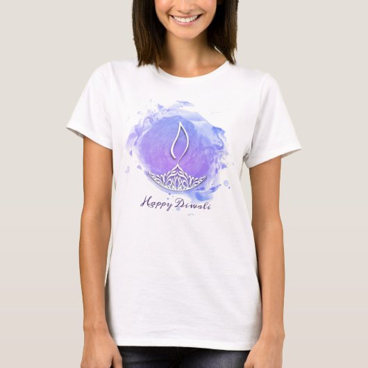 T-shirt Aquarelle violette Diwali Deepa (Devant)