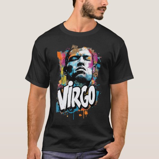 T-shirt Aquarelle Virgo Graffiti Airbrush Zodiac Design (Devant)
