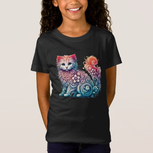 T-Shirt Aquarelle Whimsical Kitten (Devant)